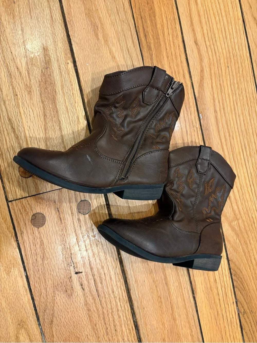 Cat & Jack Girls Brown Western Cowboy Boots Shoes size 12